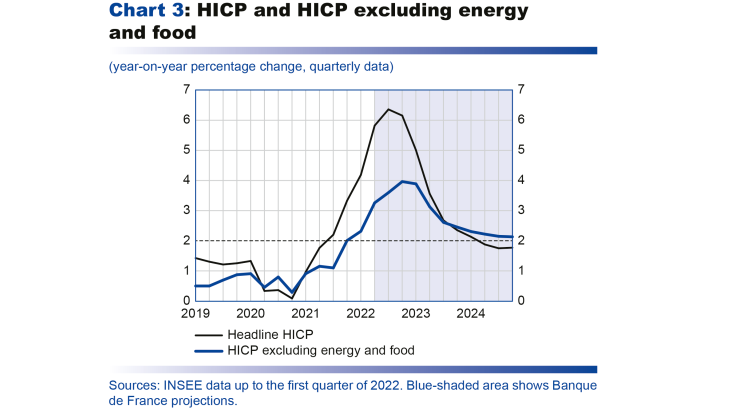 Macroeconomic projections – June 2022 - HICP and HICP excluding energy and food