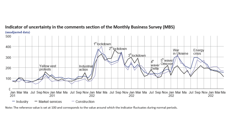Visuel 4 : Indicator of uncertainly in the comments section of the Monthly Survey (MBS)