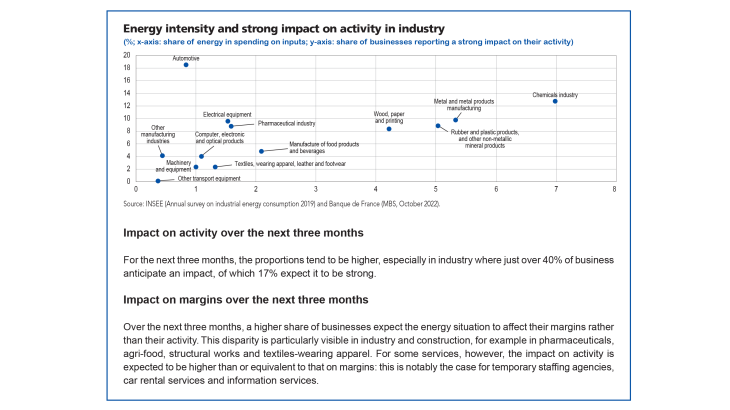 Energy intensity and strong impact on activity in industry