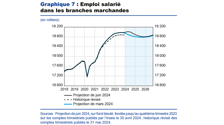 Graphique 7 : Emploi salarié dans les branches marchandes