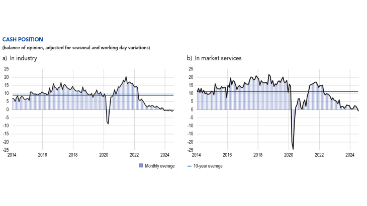 Cash position (balance of opinion, adjusted for seasonal and working-day variations)